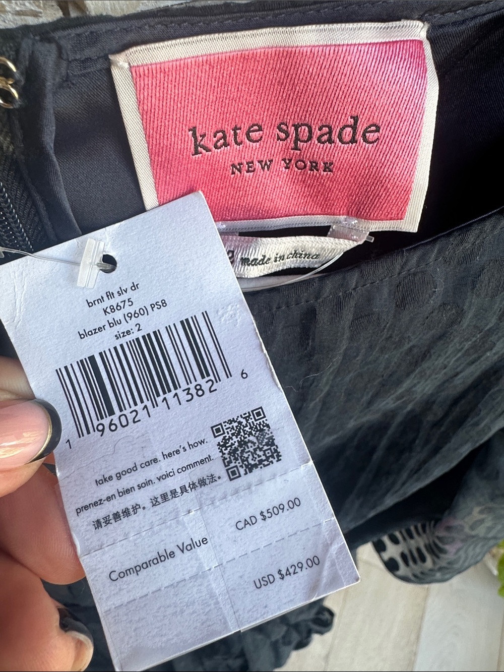 kate spade Black Dot-Overlay Fit-and-Flare Midi Dress - Picture 2 of 5